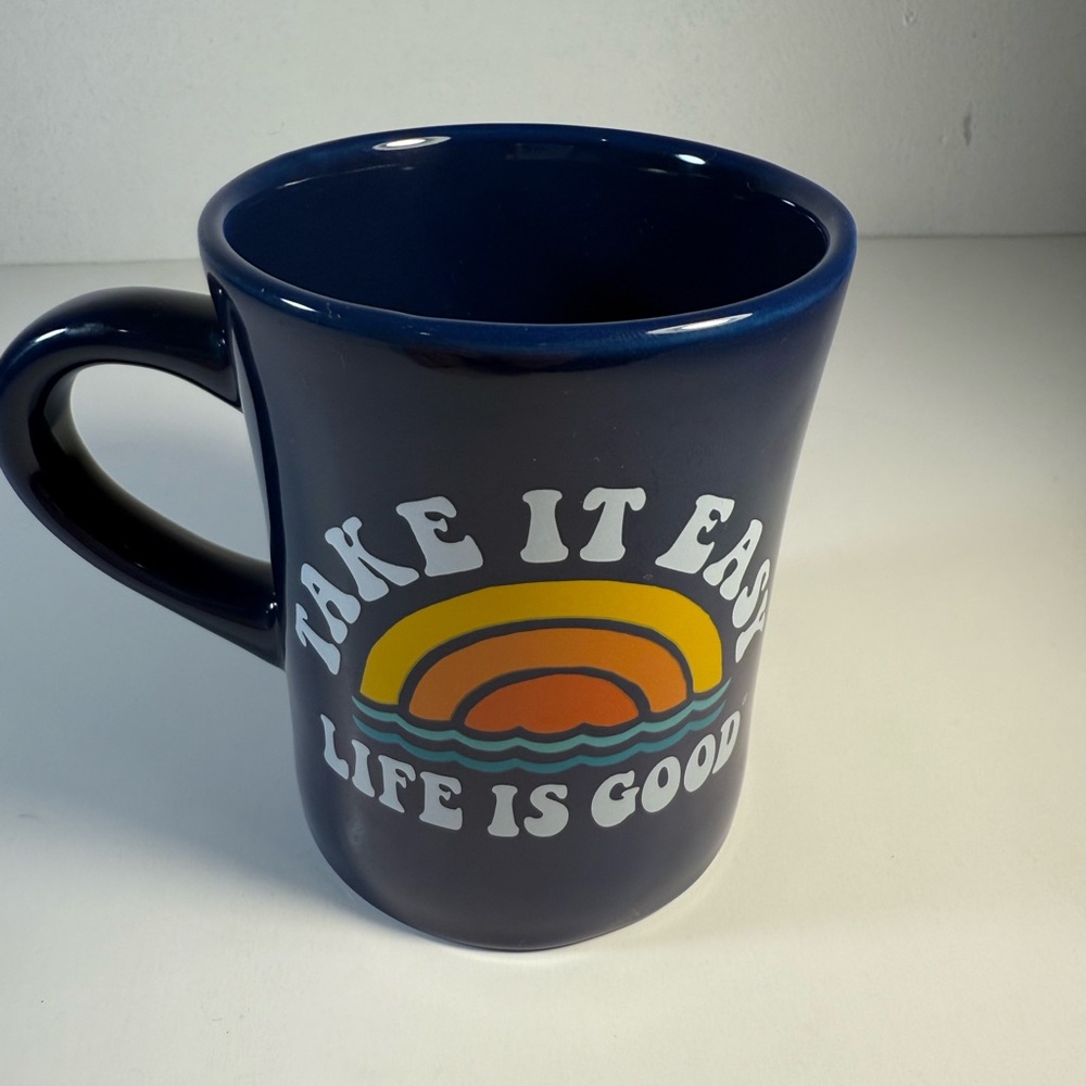 Life Is Good Blue and Orange Inspirational Mug